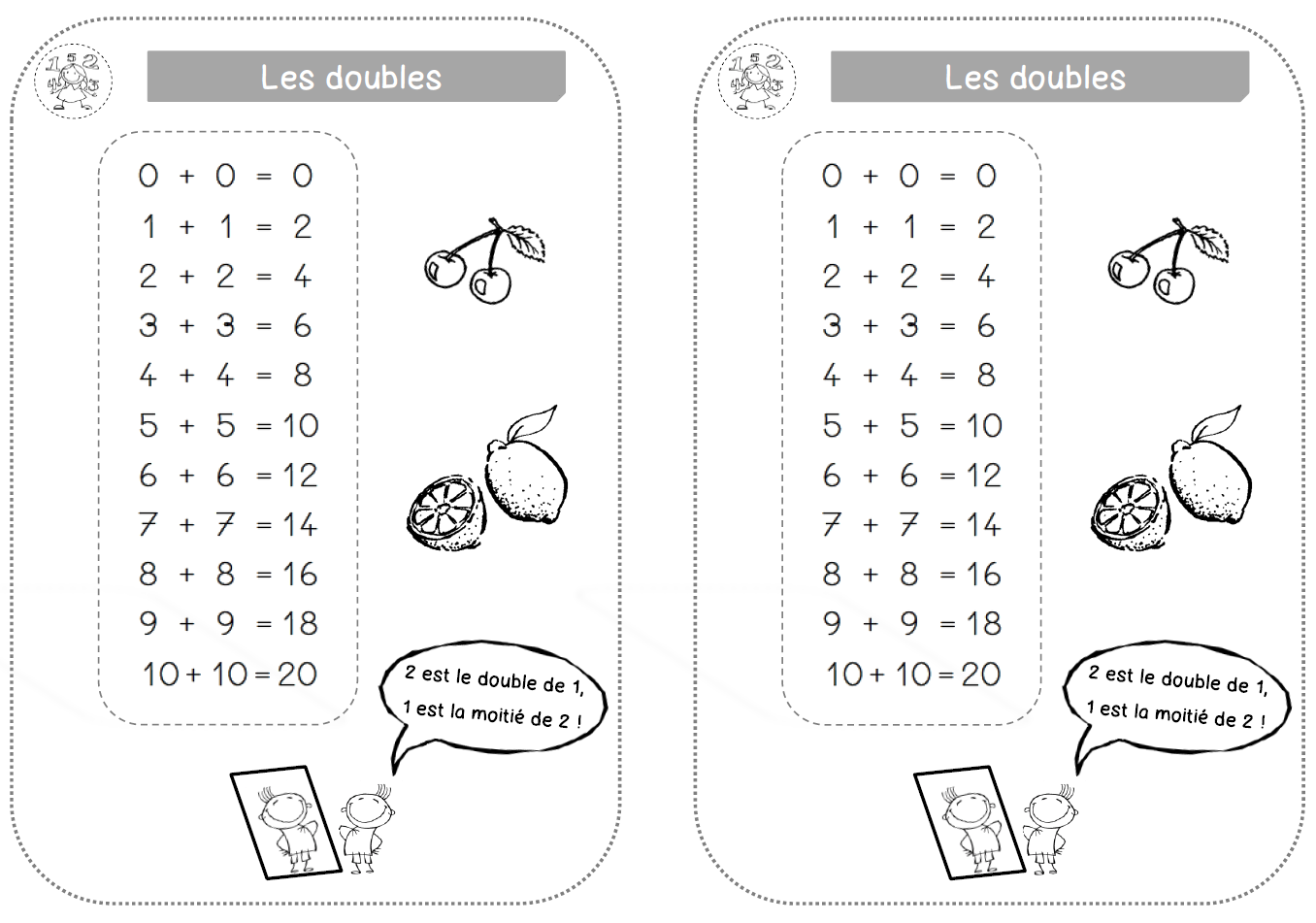 Exercice Double Et Moitie Cp A Imprimer